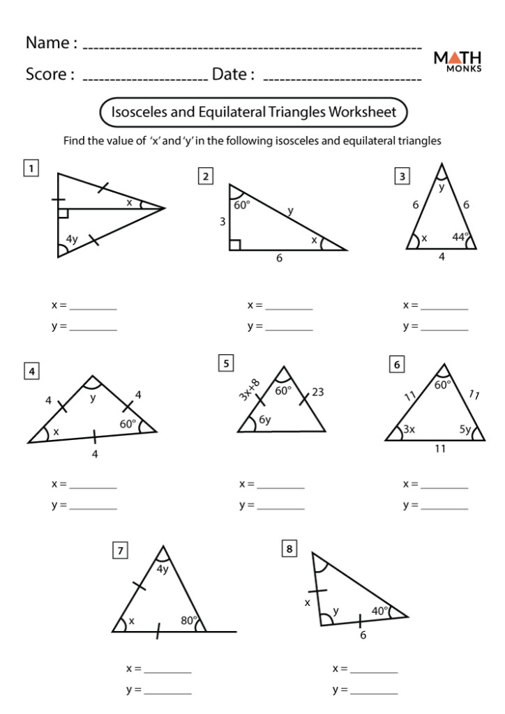 Isosceles And Equilateral Triangles Worksheet