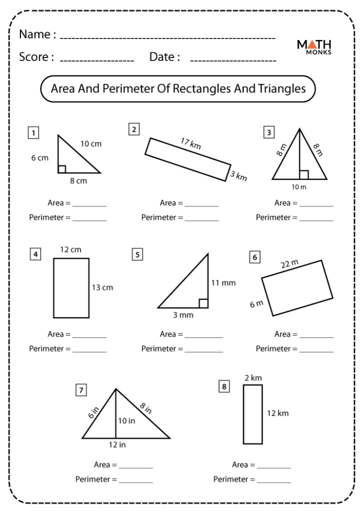 Rectangles And Triangles Worksheets Math Monks