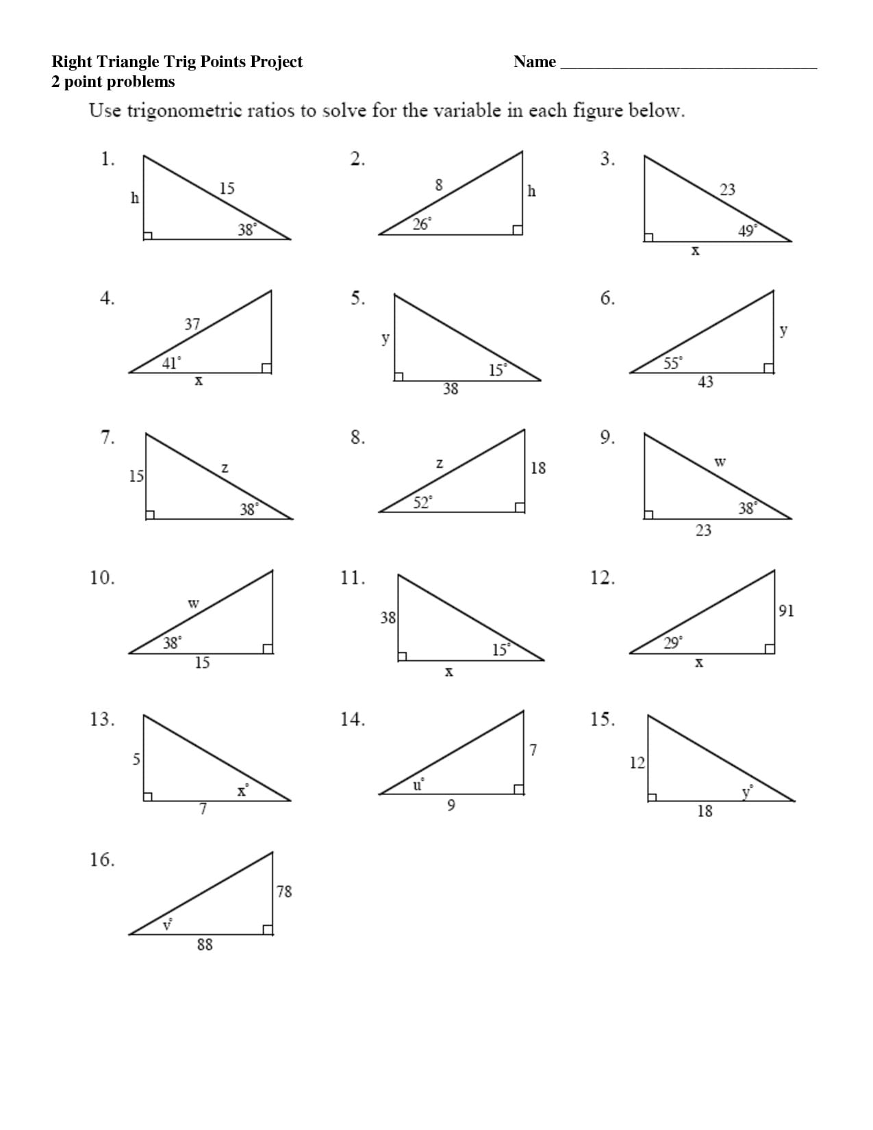 Solving Triangles Worksheets Answers