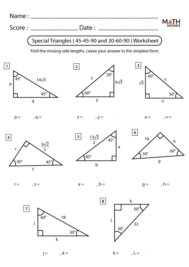  Special Triangles Worksheet Free Download Gmbar co