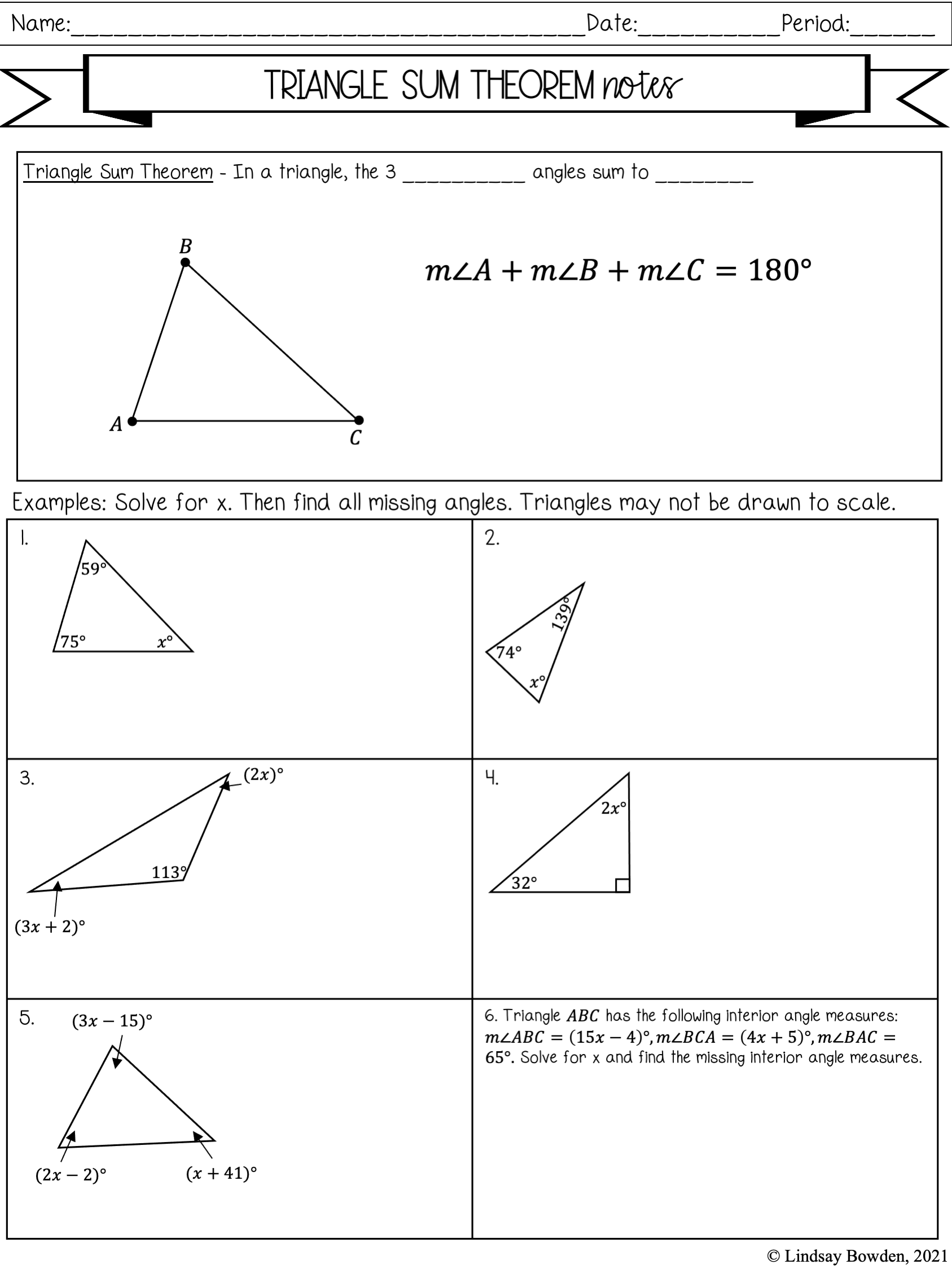 Triangle Angle Sum Worksheet