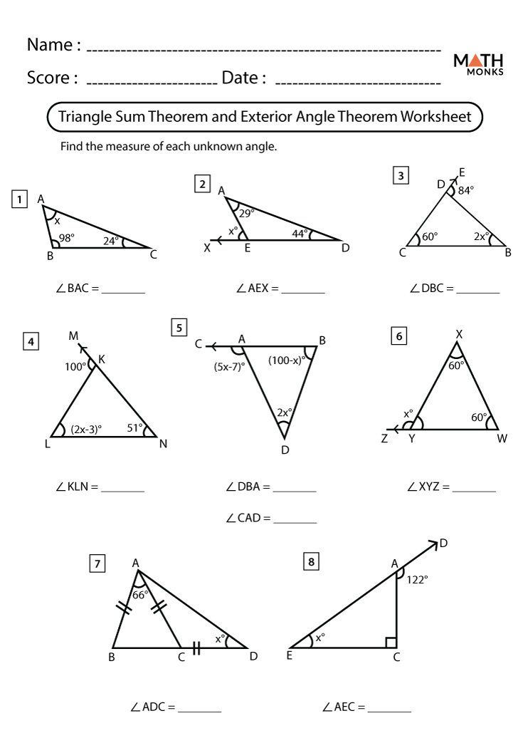 Triangle Angle Sum Worksheet