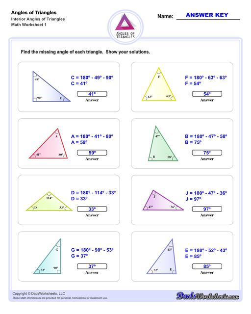 Sum Of Interior Angles Of Triangles Worksheet 1920