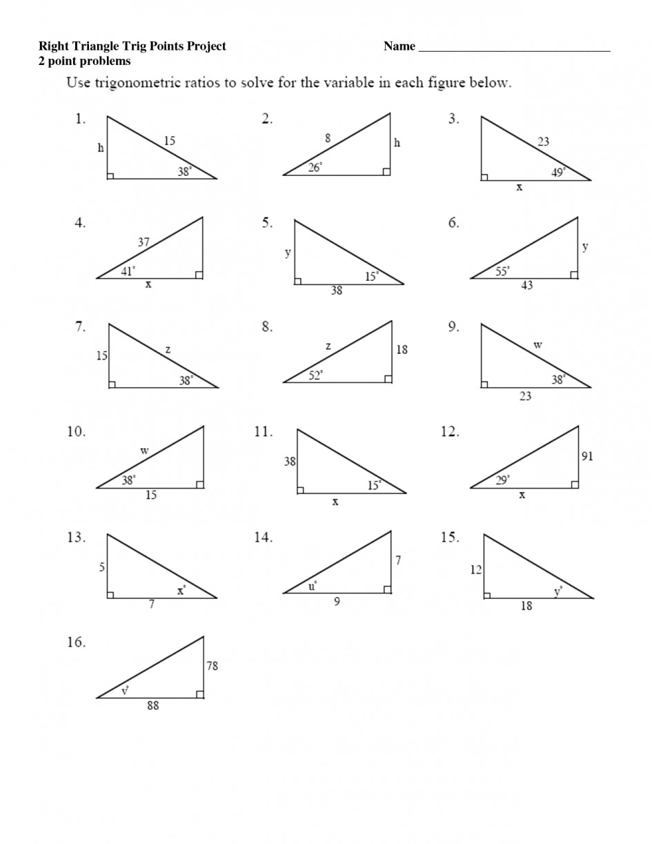 Worksheet Trigonometric Ratios Worksheet Calculating Angle Db excel