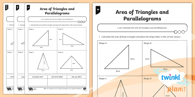 Year 6 Area Of Parallelograms And Triangles PlanIt Maths Homework